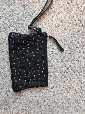 Frye black leather Studded Wristlet Clutch - Versatile Women's Bag